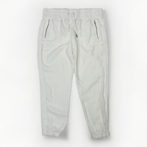 Athleta Sz 16 White Cabo Linen Joggers Athleisure Pants Style 530642
